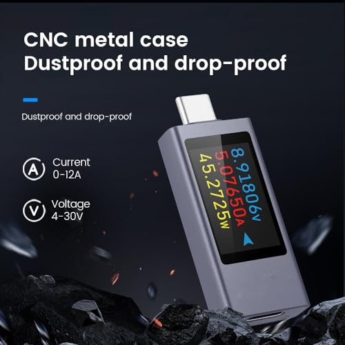 Image of Diymore USB C Power Meter Testers,USB C Tester Power Tester Color Screen,Multimeter Tester,Three Screens Switch to Display Current,Voltage,CPU Temperature,Voltage Meter,DC4-30V /0-12A