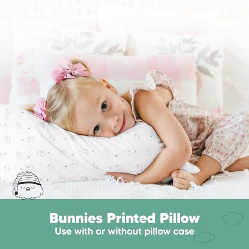 2-Pack Bunnies Toddler Pillows - Soft Organic Cotton, 13x18 Small Pillows for Kids, Travel, School, Nap, Age 2 to 5