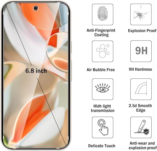 Image of SHILD (Pack of 2) Tempered Glass Screen Protector for Google Pixel 9 Pro XL (6.8-inch) | 9H Hardness | S-Pen Compatible | 100% Fingerprint Unlock | HD Clarity | Easy Installation | Scratch & Impact Resistant