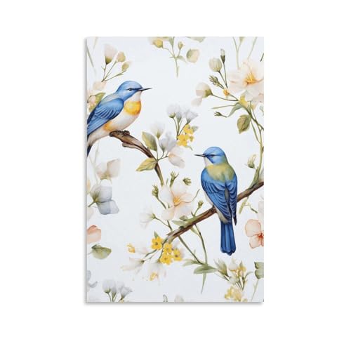 Décoration murale oiseaux et fleurs pour bureau et chambre à coucher