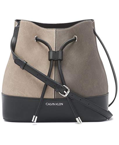 Calvin Klein Bolsa de ombro feminina Gabrianna Novelty Bucket, Combo cinza, One Size