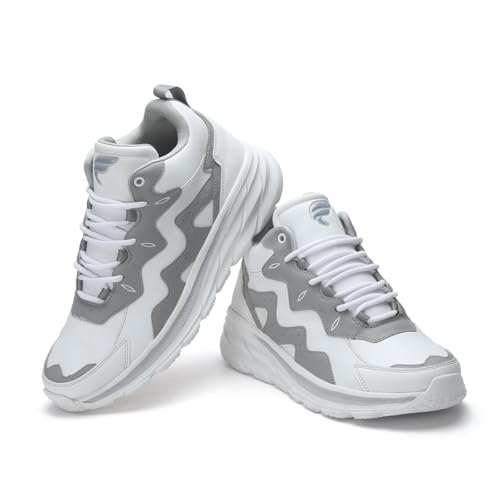Image of FIELD CARE Casual Athletic Sneakers, Chunky Platform Design, Colour Block, Lace-up Hi-Top Gym Sports Shoes Shock Absorbing Cushioned Insole Stylish Sneakers