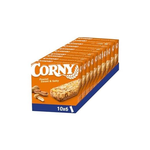 Corny, Barrita Cacahuetes Sweet and Salty, Equilibrio Dulce y Salado, Sin Conservantes ni Aceite de Palma, Pack 10 estuches con 6 barritas 10x(6x25g)
