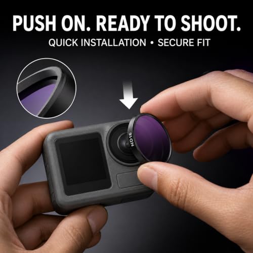Image of 4-Pack CPL ND Filter Kit Compatible with DJI Osmo Action 5 Pro /4 /3, CPL ND8 ND16 ND32 Camera Lens Filters, Multi-Coated HD Optical Glass, Push-On Action Camera Accessories
