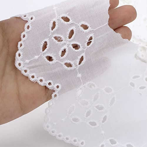 White Cotton Lace Trim 7 Yards Eyelet Lace Trim Scalloped Embroidery Lace Edge Trim For Sewing Crafts, Dress, Dolls/Pets Clothes #TOP6