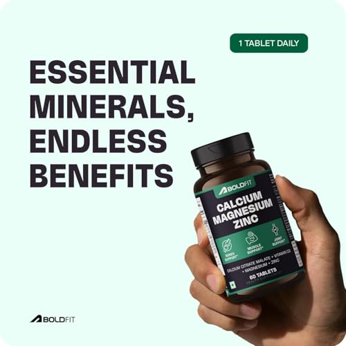 Boldfit Calcium Tablets 1000 mg with Magnesium & Zinc for Women and Men, Calcium Supplement for Bone & Joint Support, 120 Tablets