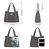 HAWEE Canvas Damen Handtasche Shopper Tote Bag Große Schultertasche mit Reißverschluss Umhängetasche RetroTragetasche Leichte Henkeltasche für Reisen Arbeit Schule Einkaufen Strand Alltag, Grau #1