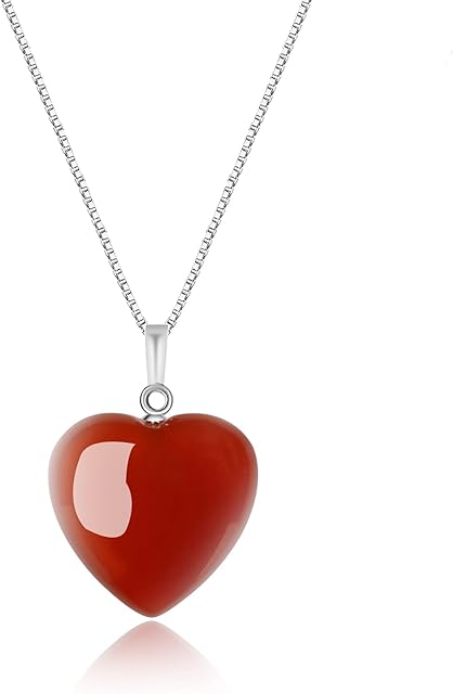 COAI Womens Love Heart Silver Chain Stone Pendant Necklace