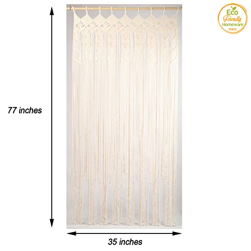 Macrame Curtains for Doorways, Macrame Wall Hanging, Bead Doorway Curtain, Boho Backdrop, Hanging Beads for Doorways, Beaded Curtain, Door Beads L77 x W35, Beige