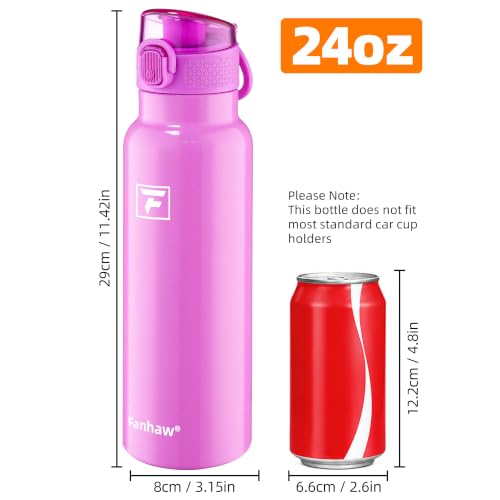 Image of Fanhaw 24 oz Insulated Water Bottle with Soft Silicone Spout Lid, Leakproof Stainless Steel Vacuum Bottle for School, Sports& Daily Use, Kids, Teens& Adults, Back to School Essentials (Purple)