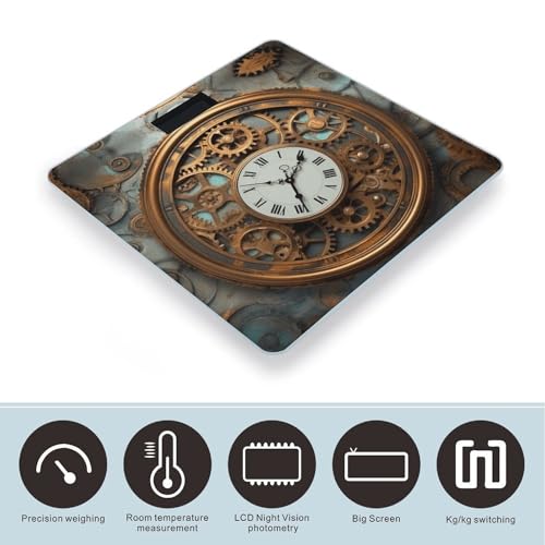 Báscula Digital Rusty Steampunk Clock 180kg con LCD miniatura 3