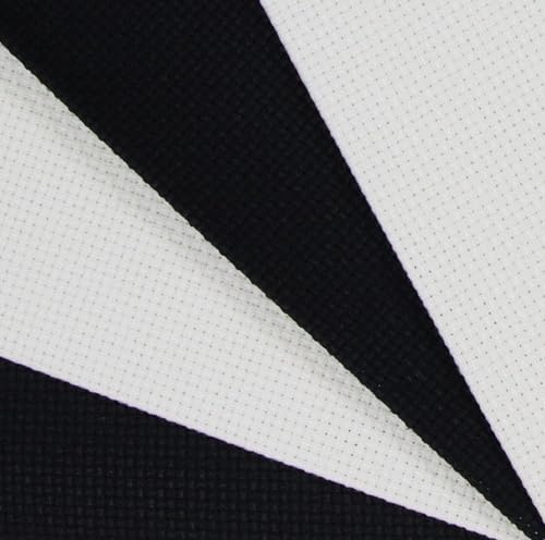 Image of KCS 4 pc of 12 inch x 18 inch(30cmx45cm) 14CT Counted Cotton Aida Cloth Cross Stitch Fabric (Antique White+Black)