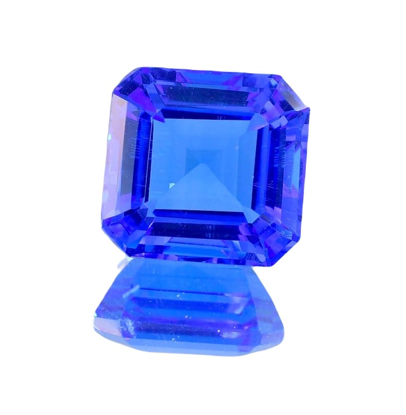 Tanzanite véritable 15x15 mm Asscher pour création de haute joaillerie unique