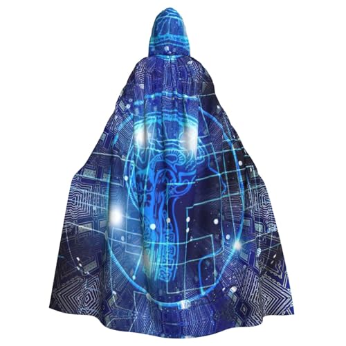 Cxzmnba Disfraz unisex de inteligencia artificial para cosplay, Halloween, capa con capucha para fiesta, uniforme de longitud completa