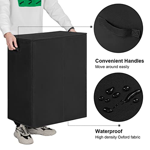 Wowlive 154L Double Laundry Hamper With Lid And Removable Laundry Bags, Large Dirty Clothes Hamper 2 Section Collapsible Laundry Basket Dorm Room Storage For Bedroom, Bathroom, College, Black #TOP5