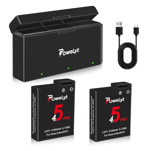 Cargador para Osmo Action 5 Pro y 2 baterías de 2100mAh con tres canales de carga