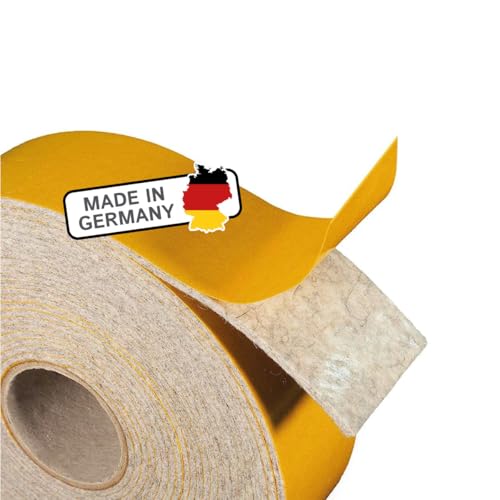 The Felt Store bande de feutre autocollante, 45mm de large, 2mm d'épaisseur, 6m de long, gris chiné, bande d'étanchéité en feutre de laine par ex. pour...