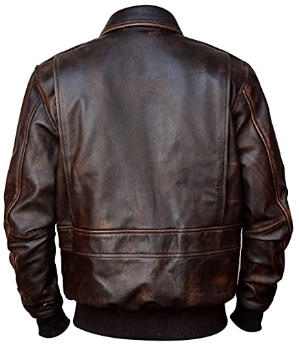 Air Force A-2 Leather Bomber Jacket Men - G1 Cockpit Pilot WW2 Genuine Leather A2 Distressed Biker Jacket Men4