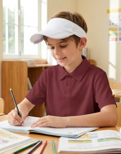 Image of MIVEI Kids' Performance School Uniform Polo Shirt Breathable UPF50+ | Youth Boys Girls Short Sleeve Golf Collared Shirts Grid Dry Fit Wrinkle Free Stretch Lightweight Cool Athletic Button Dress