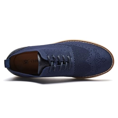 Image of Men's Mesh Dress Sneakers Casual Oxford Shoes Lightweight Walking Shoes Breathable Wingtip Shoes Knit Brogue Sneakers