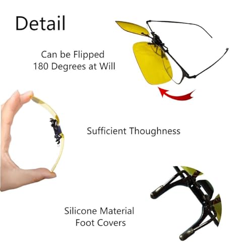 Clip On Night Driving Glasses Sunglasses, Polarized Rimless Flip up Anti Glare Night Vision Sunglasses for Men Women3