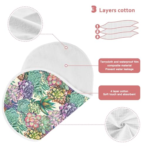 J JOYSAY Succulents Plant Cream Baby Burp Cloths for Boys Girls Large 22''x11'' Cotton 4 Layer Burp Cloths Pack for Baby Unisex one sizex13