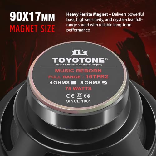 Image of TOYOTONE 6-Inch Full Range Speaker | 75W Power | 8 Ohm Impedance | Dual Cone Design | Copper Voice Coil | 90x17mm Magnet | Ideal for Home Audio, DIY & Speaker Projects.