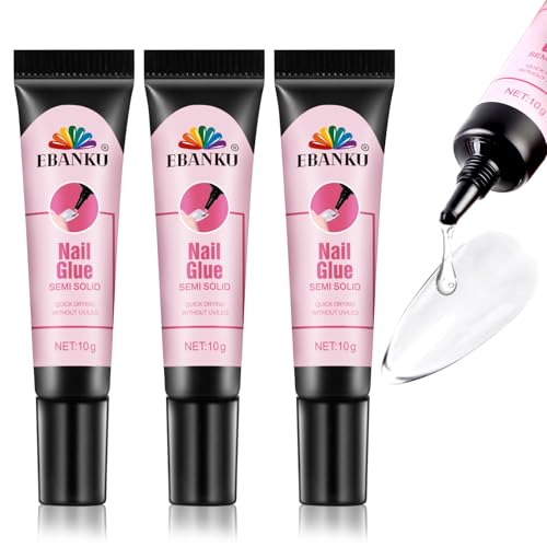 EBANKU 3PCS Nagelkleber Semi Solid