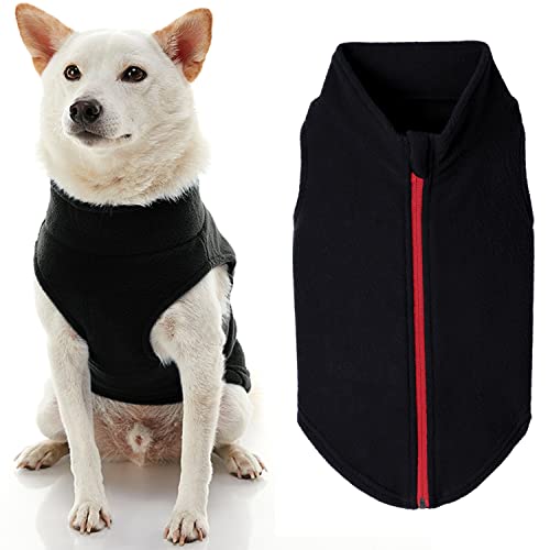 Gooby Zip Up Fleece Dog Sweater, Black, 2X-Large, Warm Pullover Fleece Step-in Dog Jacket Without Ring Leash
