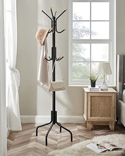 Miniatura 3 de SONGMICS Perchero de Pie, Perchero de Metal con 12 Ganchos, 4 Patas, para Colgar Abrigos, Sombreros y Bolsos, para Entrada, Dormitorio, Oficina, Negro RCR031B01