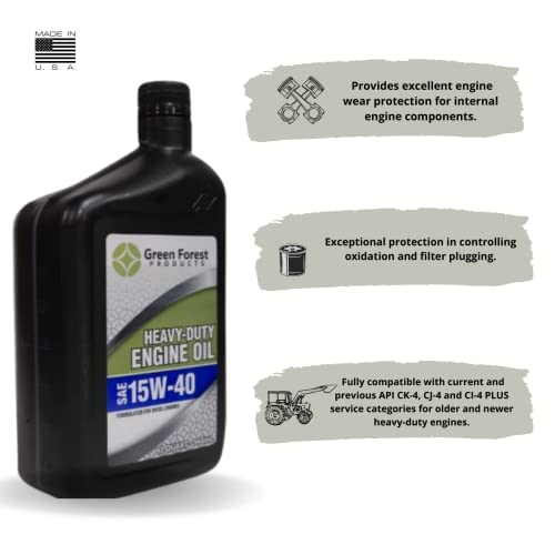 Green Forest Products Sae 15W40 Heavy Duty Diesel Engine Oil Compatible With Duramax/Cummins Diesel Trucks, Kubota Tractors, And Machinery- 1 Quart (1) #TOP3