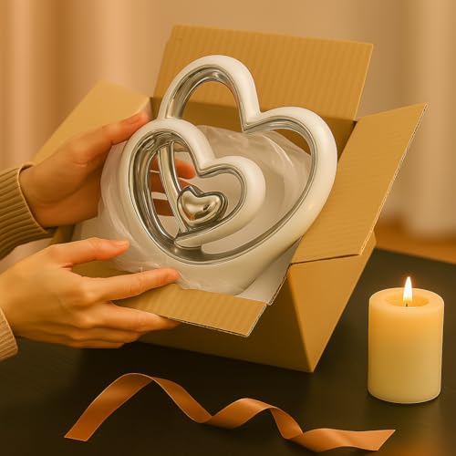 Modern Silver Heart Ornament - Elegant Ceramic Decor for Weddings - Image 7