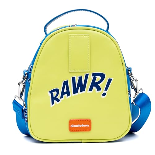 Nickelodeon Vegan Leather Crossbody Bag, Rugrats Reptar Character Close Up Applique with Rawr Text3