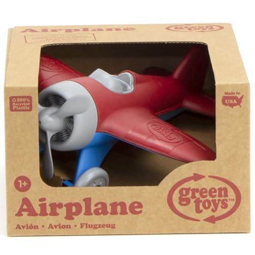 Image of Green Toys Airplane - Bpa Free, Phthalates Free, Red Aero Plane for Improving Aeronautical Knowledge of Children. Toys and Games