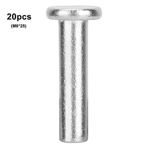 Hyuduo 20pcs M6 x 25mm Flat Head Solid Aluminum Rivets Lightweight Aluminum Pop Rivets for Metal Automotive & DIY Projects - Image 2
