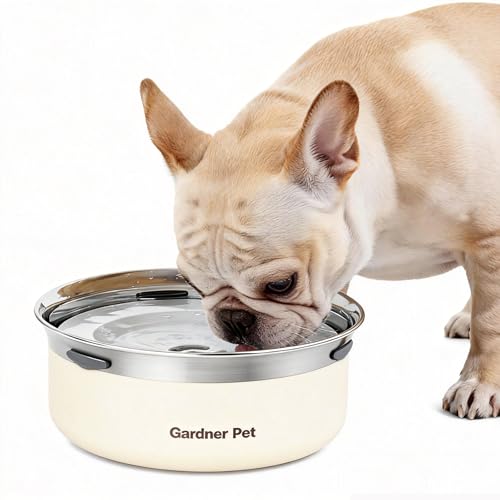 Gardner Pet Slow Water Bowl for Dogs – No Spill, Anti-Splash Floating Plate Design, Slows Drinking to Reduce Mess, Keeps Water Clean & Floors Dry, 2L