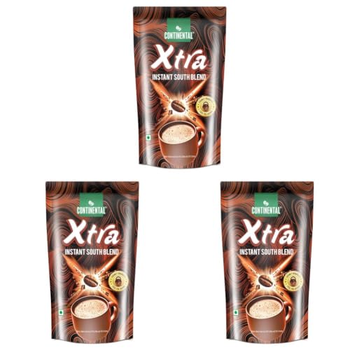 Image of Continental Coffee Xtra Instant Coffee Powder | 150g Pouch | 70% Coffee 30% Chicory | South Blend Instant Coffee | Medium Roast | Premium Blend of Arabica & Robusta | Rich Aromatic Coffee (Pack of 3)