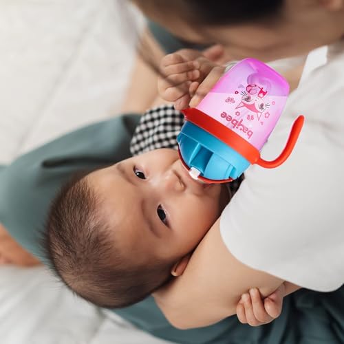 Image of BAYBEE Flippo 240ML Sipper Bottle for Kids, Anti-Spill Sippy Bottle with Soft Silicone Straw BPA Free |Sippy Cup for Baby r | Sipper Bottles for Kids Toddlers 6 Months to 3 Years (Pink)