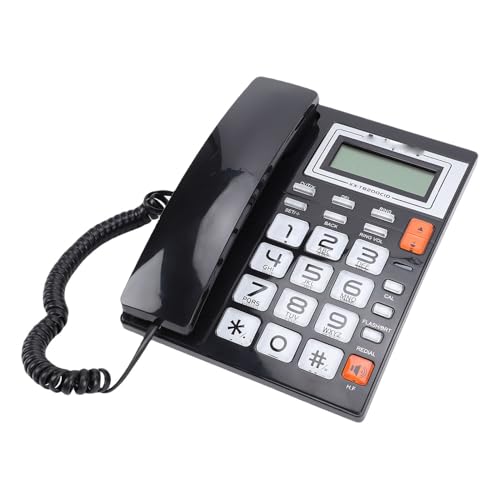 Téléphone filaire répondeur Fockety noir idéal pour le bureau et la maison
