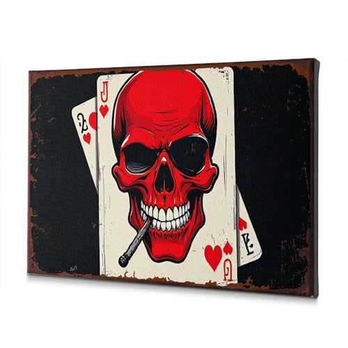 Tableau tête de mort rouge pour raviver un mur de chambre vide