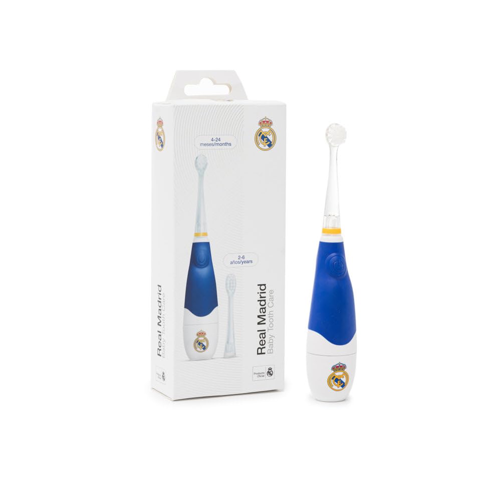 Miniland Real Madrid Children's Electric Toothbrush with LED Light, 2 Interchangeable Brush Heads and Suction Cup Base, 16,000 Pulses, 6 Months to 6 Years-image-32
