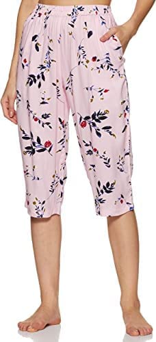 Image of Longies Women's Rayon Pyjama Night Suit Regular Capri Set ((LGRCSSY002 Lialic Small) S)
