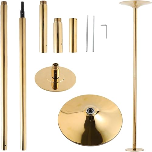 45mm Spinnings & Static Dance Pole Premium Heavy Duty Steel Professional Grade Dancing Pole 360 Rotation Adjustable Height Home Gym Club Fitness Equipment for Dance Lovers Beginners & Pros Gold
