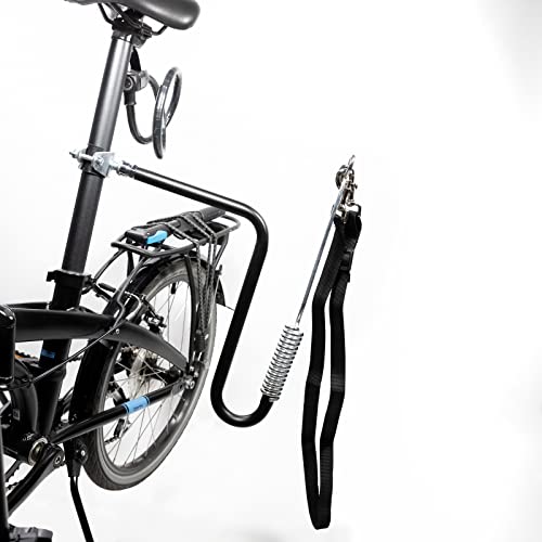 DRULINE Fahrrad Hundeleine - Fahrrad Abstandhalter - Fahrradhalter - Stahl Silber/schwarz/Nylon - ca. 125 cm - Schnellbefestigungsmechanismus - inkl. Befestigungsmaterial
