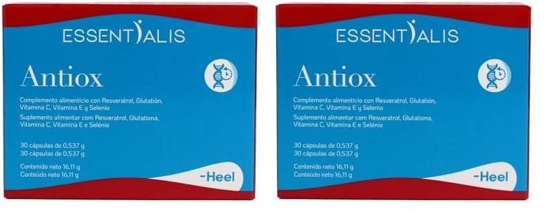 Essentialis Antiox-Resveratrol, Glutation reducido, Vitaminas C y E y selenio-Alto poder Antioxidante-Evita el daño oxidativo celular-Para hombres y mujeres-30 comprimidos veganos-Antienvejecimiento