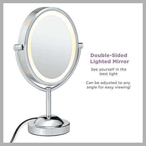 Conair Reflections Double-Sided Led Lighted Vanity Makeup Mirror, 1X/7X Magnification, Polished Chrome Finish #TOP1