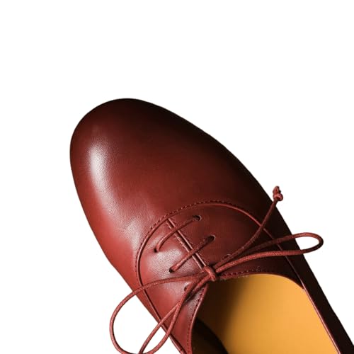 TinaCus Round Toe Women's Lace-up Genuine Leather Handmade Multi-Color Design Flat Shoes2