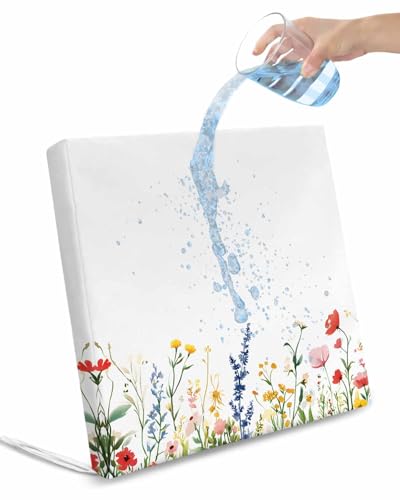 2 Pack Spring Flowers Waterproof Cushion Covers with Ties, Outdoor Patio Chaise Lounge Chair Seat Cushion Slip Covers Replacement(Only Cover) Simple Botanical Wildflowers Herbs 24