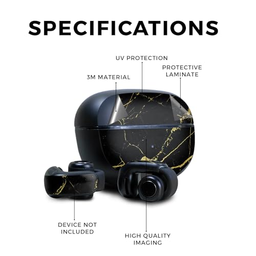 Image of Skin Compatible with Bose Ultra Open Earbuds - Black Gold Marble - Premium 3M Vinyl Protective Wrap Decal Cover - Easy to Apply | Crafted in The USA by MightySkins