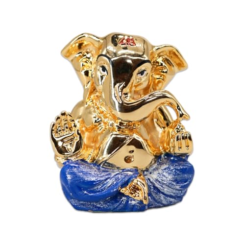 Image of Gold Plated Appu Ganesha | Ganpati Murti Idol for Car Dashboard, Office Desk, Home Temple & Gifting |Blessings & Prosperity |Positivity Good Luck & Success | Height 2.7 Inch